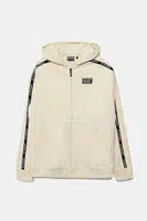 Dětská bavlněná mikina EA7 Emporio Armani béžová barva, s kapucí, s aplikací, 7B000056 AF10380