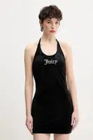 Velurové šaty Juicy Couture HALTER černá barva, mini, JCWED125326