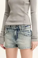 Bavlněné riflové kraťasy Miss Sixty dámské, modrá barva, hladké, high waist, 6S1JJ47100