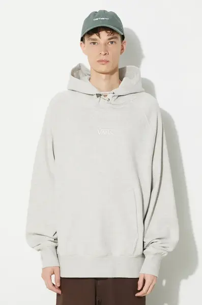 Bavlněná mikina Vans Premium Standards Hoodie Fleece LX pánská, béžová barva, s kapucí, melanžová, VN000GZ1RKZ1