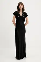 Šaty z vlněné směsi Never Fully Dressed černá barva, maxi, NFDDR2058
