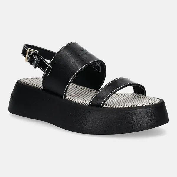 Sandály Armani Exchange dámské, černá barva, na platformě, XDP054 XV921 00002