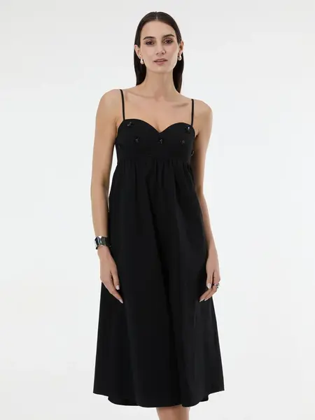 Černé midi šaty s aplikací ORSAY