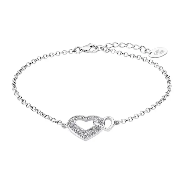 Lotus Silver Romantický stříbrný náramek Spojená srdce LP1917-2/2