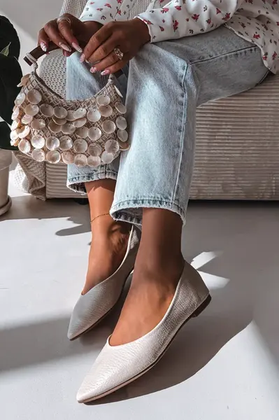 Béžové balerínky z eko kůže Nelisa