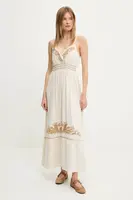 Lněné šaty Answear.LAB hnědá barva, maxi