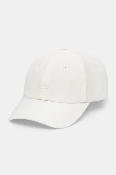 Kšiltovka HUGO béžová barva, s aplikací, 50539537