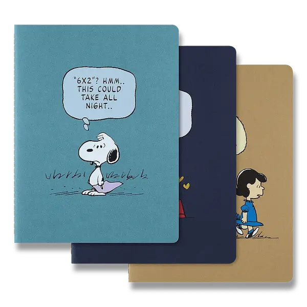 Sešity Moleskine Cahier Peanuts XL, linkovaný, 3 ks, mix barev