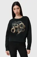 Mikina AllSaints SLITHA černá barva, s aplikací, W045JC