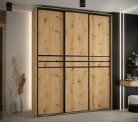 Šatní skříň Davos 10 - hloubka 45 cm - šířka 200 cm - Dub artisan/ Dub artisan + černá