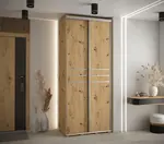 Šatní skříň Cannes 10 - hloubka 45 cm - šířka 100 cm - Dub artisan/ Dub artisan + stříbrná