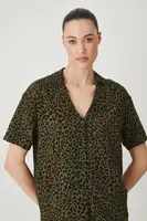 Halenka s lněnou směsí Medicine dámská, zelená barva, vzorovaná