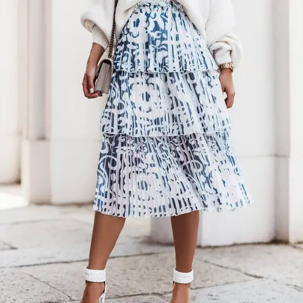 White and navy blue skirt Cocomore cmgSP522.R01