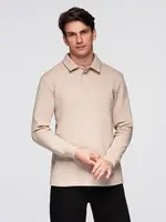 Ombre Men's structured knit polo collar sweatshirt - beige