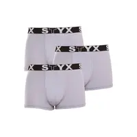 Styx 3PACK pánské boxerky sportovní guma šedé (G10676767) S