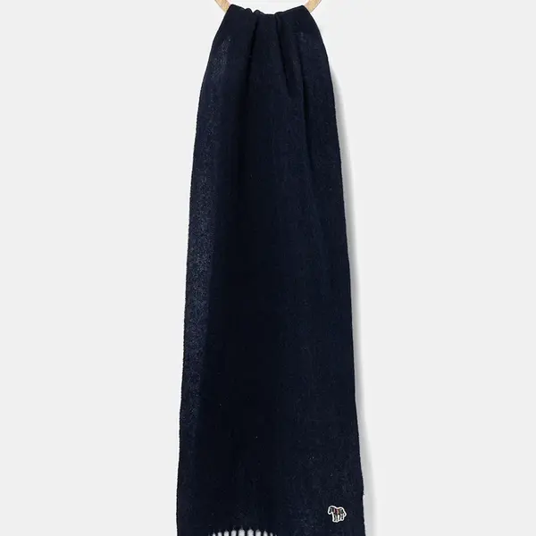 Vlněná šála Paul Smith pánská, tmavomodrá barva, hladká, M1A-150K-PZEBRA
