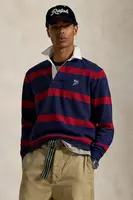 Bavlněné polo tričko Polo Ralph Lauren Lsrugbym2 Long Sleeve tmavomodrá barva, 710972673
