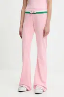 Velurové teplákové kalhoty Juicy Couture CHRISTINE STRIPE LOW RISE dámské, růžová barva, JCWBJ225352