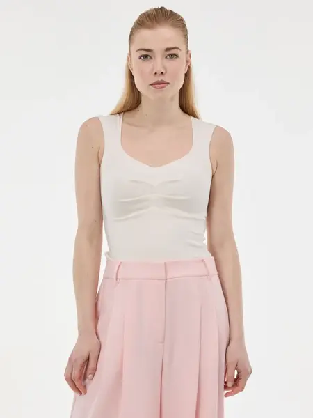Krémové dámské tílko s plisováním ORSAY