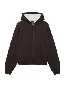 Pull&Bear Tepláková bunda  hnedá / oranžová / červená / biela