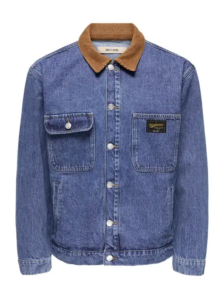 Only & Sons Prechodná bunda 'ONSTIMBER'  modrá denim / hnedá