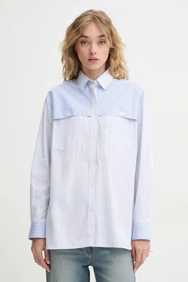 Bavlněná košile PS Paul Smith modrá barva, relaxed, s klasickým límcem, W2R.363B.P31099