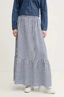 Bavlněná sukně United Colors of Benetton tmavomodrá barva, midi, áčková, 4XDKD004V