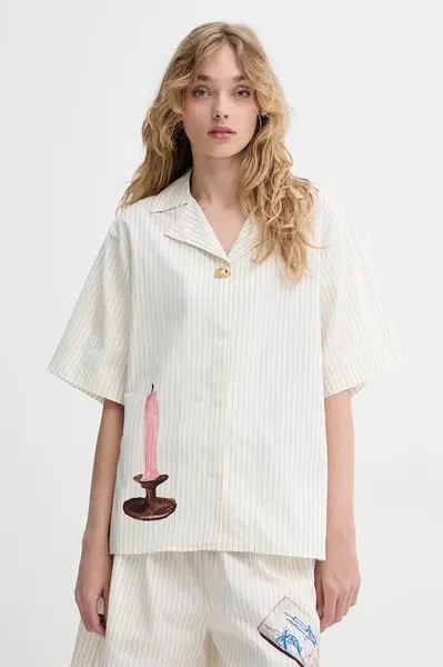 Bavlněná košile Stine Goya dámská, béžová barva, relaxed, s klasickým límcem, SG-SS25-S016-2339