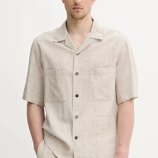 Košile BARENA VENEZIA Camicia Mola pánská, béžová barva, relaxed, CAU5073.4150
