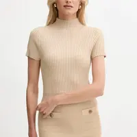 Svetr Guess JAYLA dámský, béžová barva, s pologolfem, W5YR04 Z0040