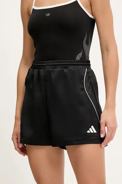 Kraťasy adidas Stadium dámské, černá barva, s aplikací, high waist, JL7001