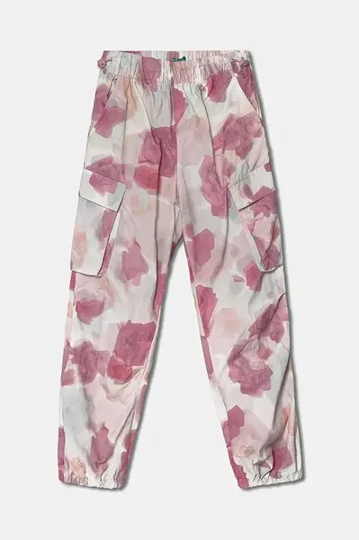 Dětské kalhoty United Colors of Benetton růžová barva, vzorované, 4Q2RCF04K