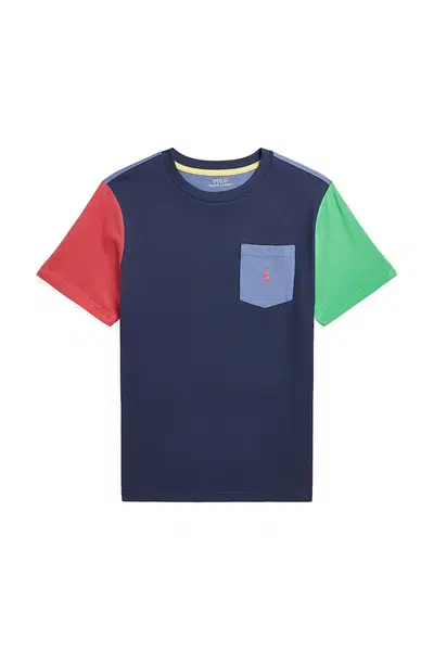 Dětské bavlněné tričko Polo Ralph Lauren tmavomodrá barva, 323861435010