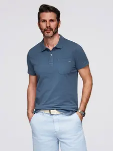 Ombre Men's polo t-shirt with decorative buttons