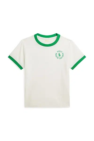 Dětské bavlněné tričko Polo Ralph Lauren bílá barva, 322964454001