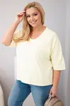 Kesi Włoski dámska oversized plus size blúzka V-neck žltá
