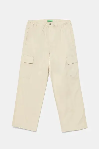 Dětské kalhoty United Colors of Benetton béžová barva, hladké, 4L2VCF04I