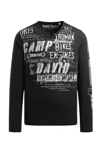 CAMP DAVID Tričko  čierna / biela