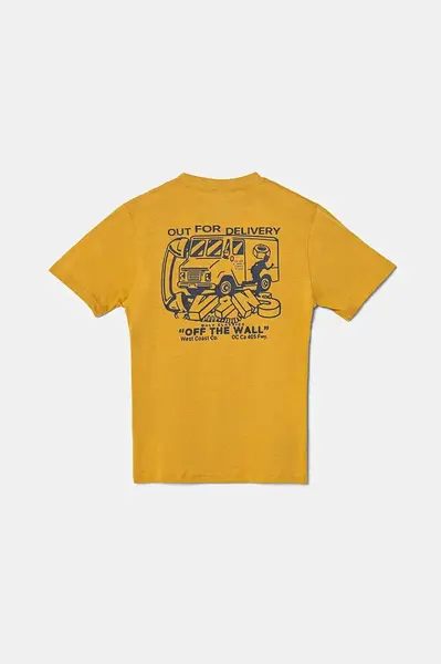 Dětské bavlněné tričko Vans Next Stop žlutá barva, s potiskem, VN000MK3BL21