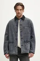 Džínová bunda PURPLE BRAND WORKWEAR ROYALTIES CANVAS šedá barva, přechodná, oversize, P080-WJDB125