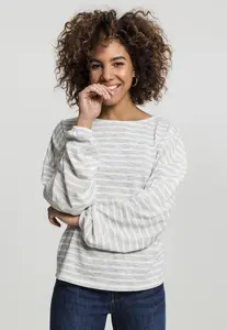 Women's oversized jumper with stripes gray/white