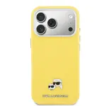 Zadní kryt Karl Lagerfeld PU Karl and Choupette Heads Pins MagSafe pro Apple iPhone 17 Pro Max, žlutá