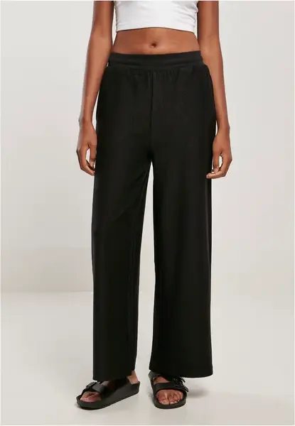 Women's terry flat rib trousers black