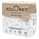 KOLORKY DELUXE VELVET Jednorazové EKO plienky so zamatovým povrchom M (5-8 kg) 21 kusov