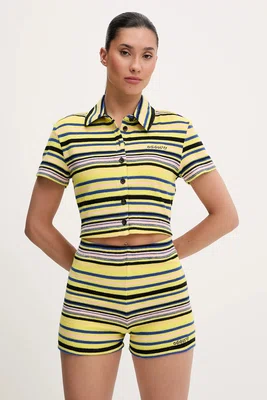 Košile adidas Originals Towel S Tee dámská, žlutá barva, slim, s klasickým límcem, JC5333