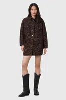 Bavlněné šaty AllSaints FAYE hnědá barva, mini, W007DD