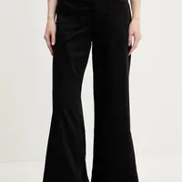 Kalhoty Hugo Blue dámské, černá barva, široké, high waist, 50548143