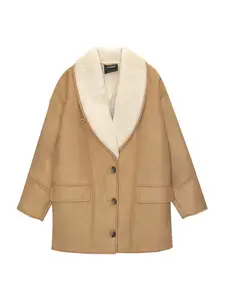 Pull&Bear Prechodný kabát  medová / biela ako vlna