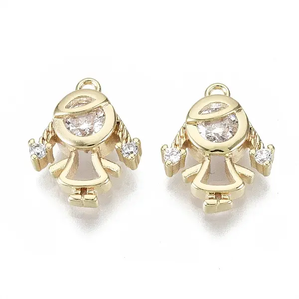 Brass Micro Pave Cubic Zirconia Charms