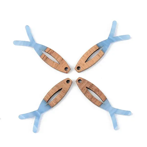 Opaque Resin & Walnut Wood Pendants